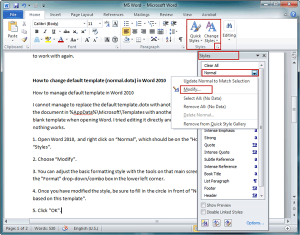 How to Change Default Template in Word 2007/2010