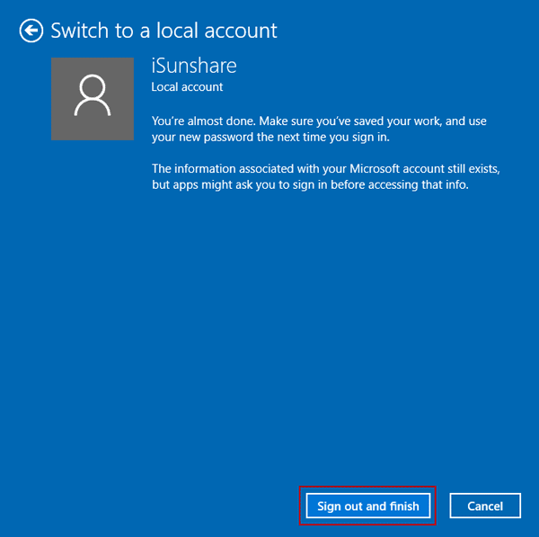 how do i change my microsoft account to a local account