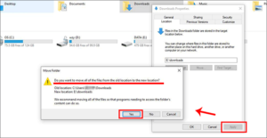 windows 10 default download folder back