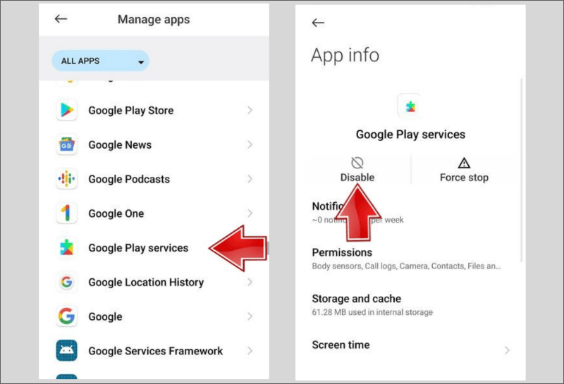 disable google play services