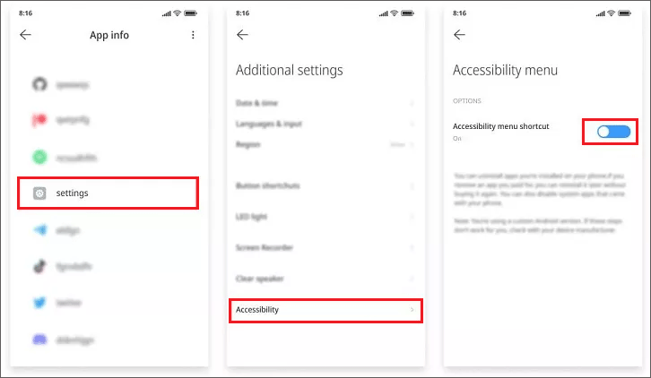 enable accessibility menu