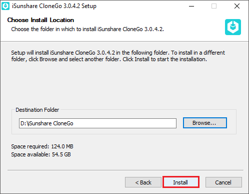 click install button