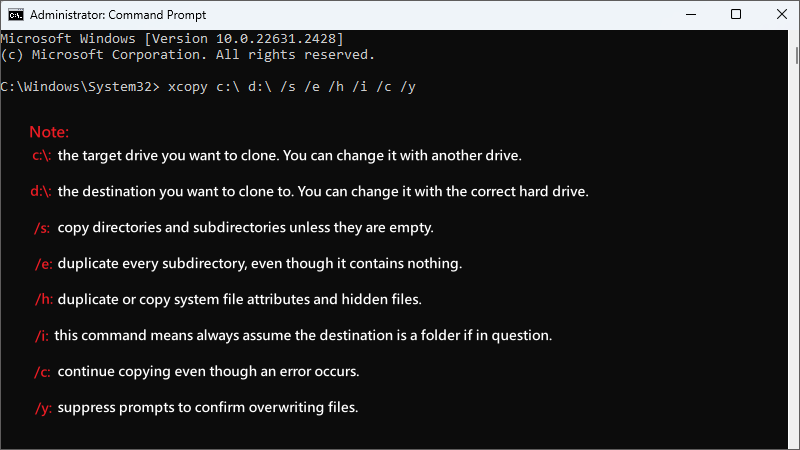 copy partition files to another drive