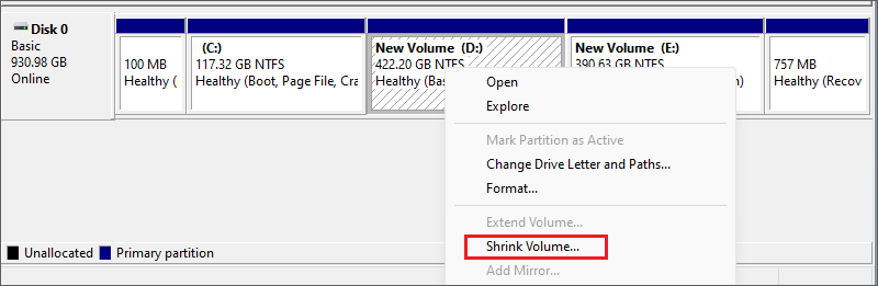 shrink volume