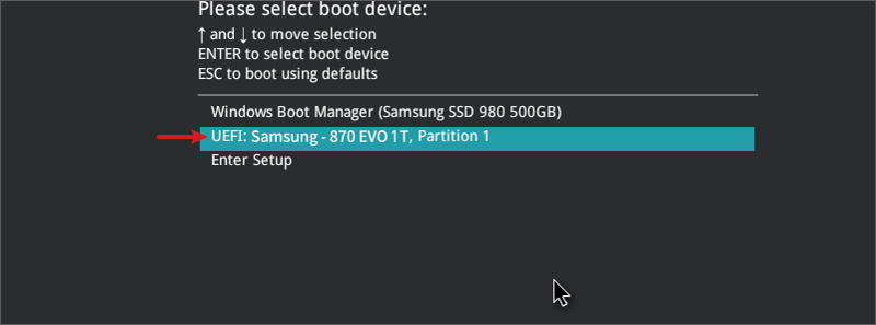 select boot device