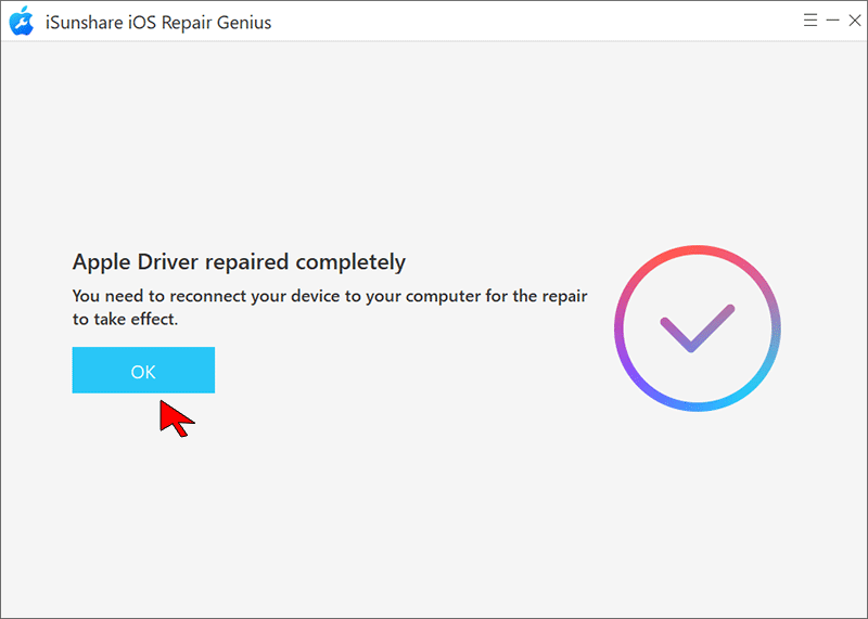 Apple Driver is repaired successfully