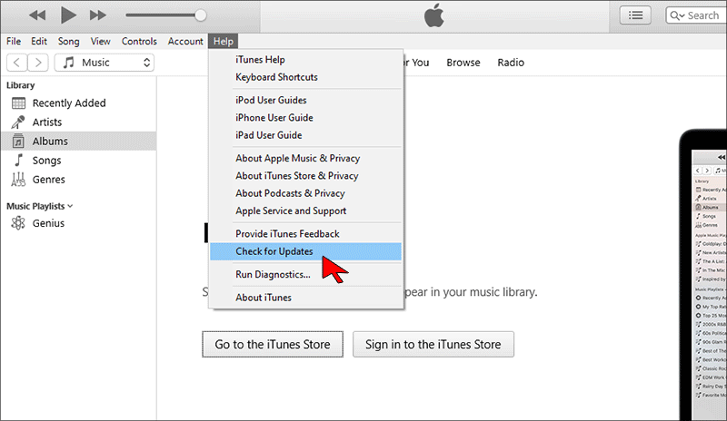 click Check for Updates in iTunes