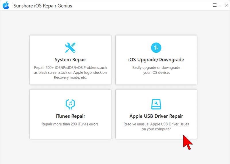 choose Apple USB Driver Repair