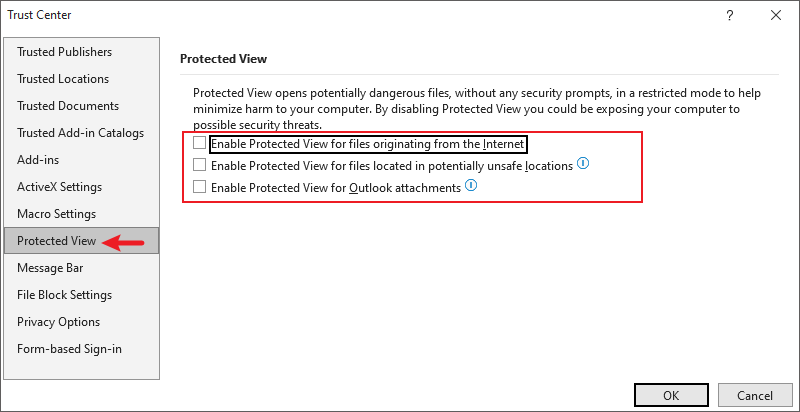 Cancel Protected view in word