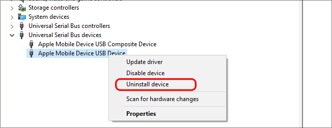 click Uninstall Device