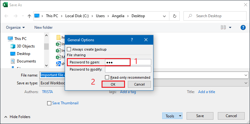 password to open