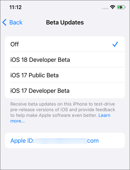 turn off ios 18 beta update