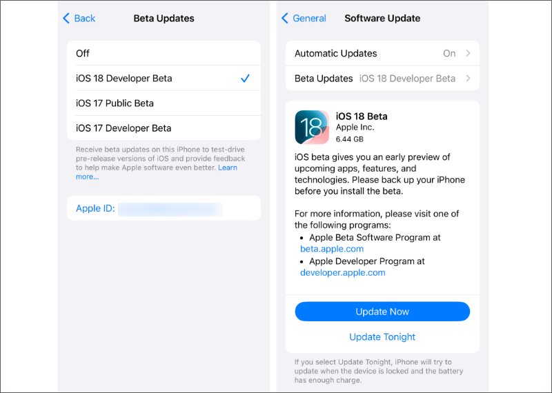 iOS 18 developer beta update