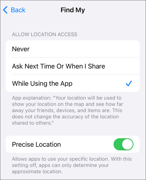 Allow location access