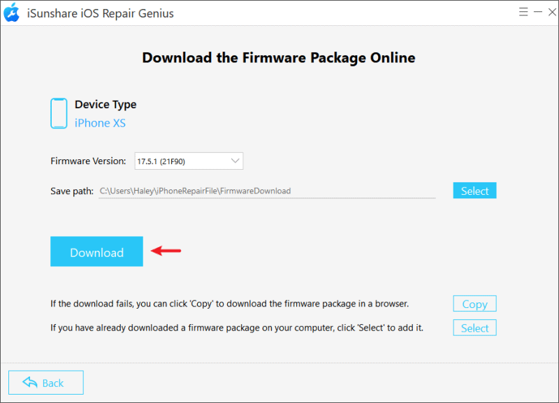 download the firmware package