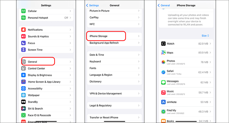 access iPhone storage