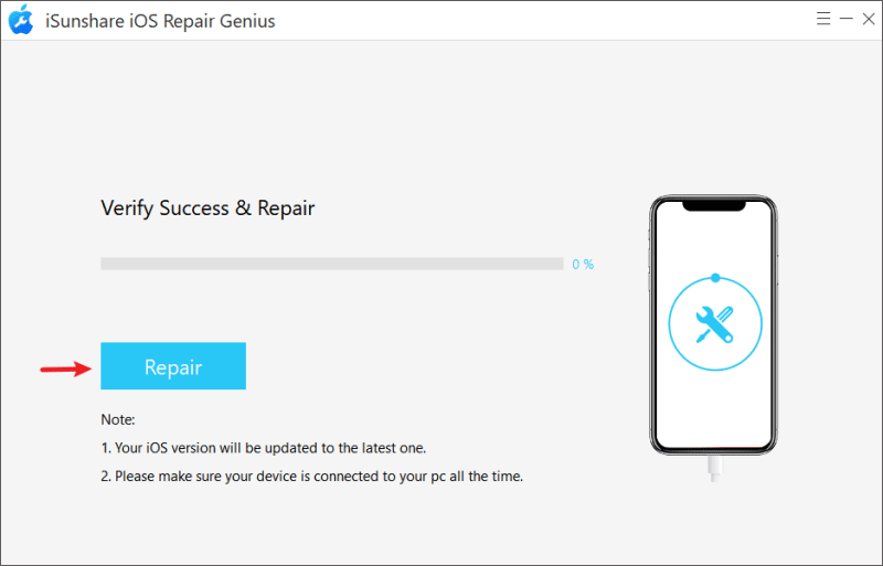 click on repair button