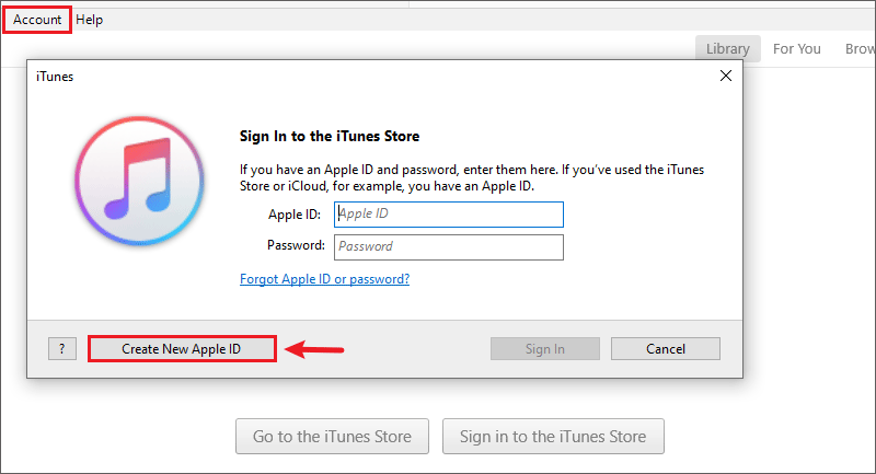 create an apple id on windows itunes