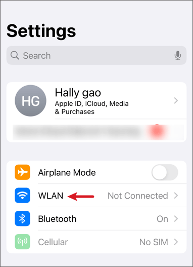 where to find wlan on iphone