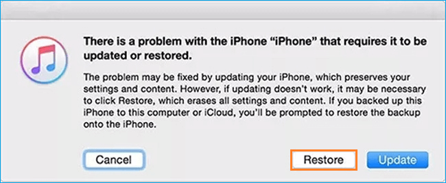apple iphone restore screen