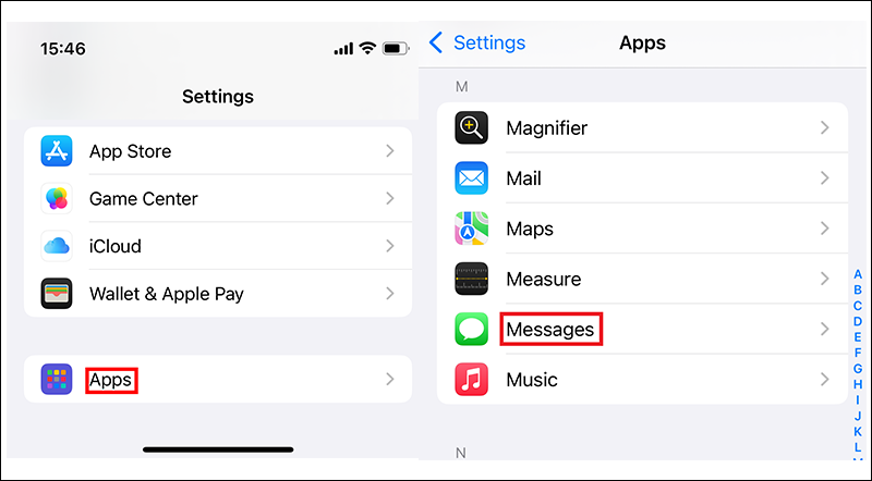 Access Messages in iPhone Settings