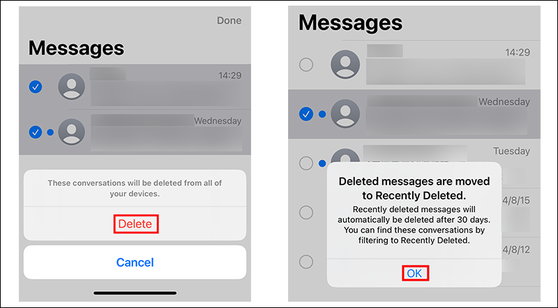 Confirm to Delete Selected Messages