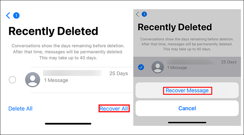 Recover Recently Deleted Messages