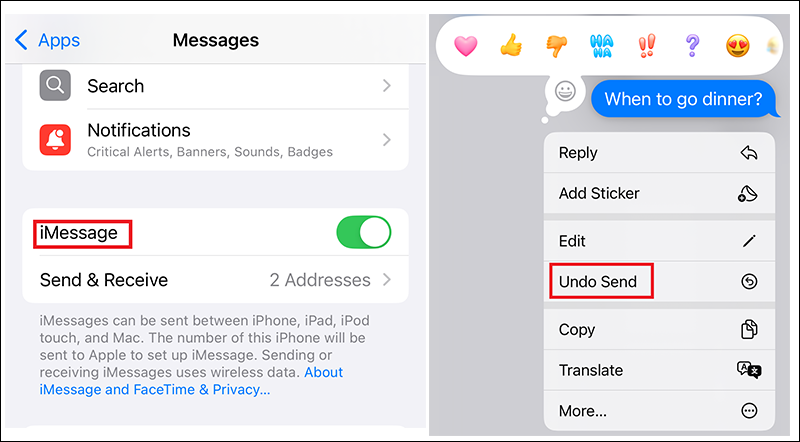 Undo Sent iPhone iMessages