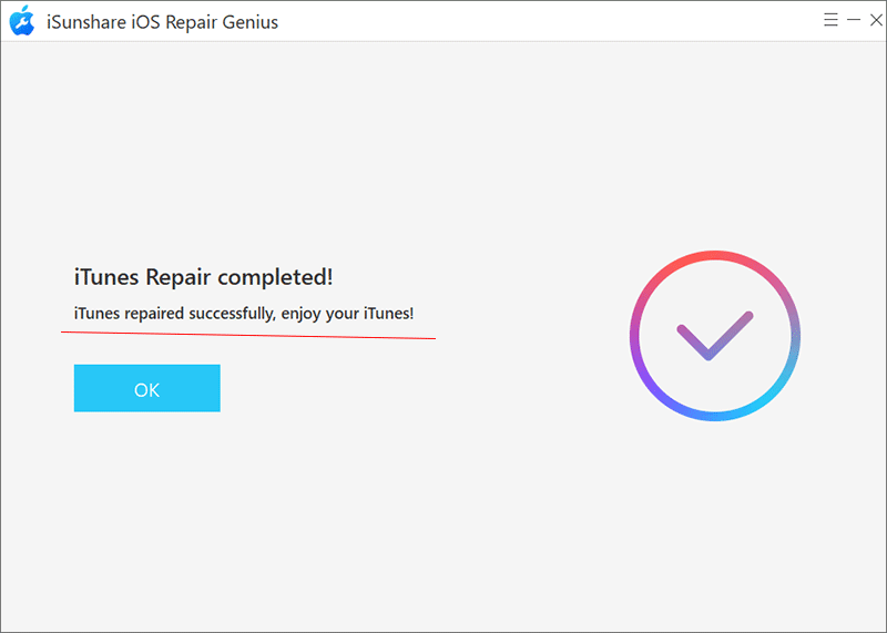 iTunes repair successfully