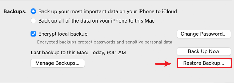 restore iphone back up data from itunes