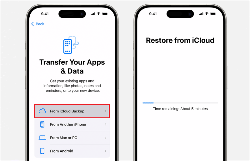 transfer old iphone data to iphone 16 from icloud backup