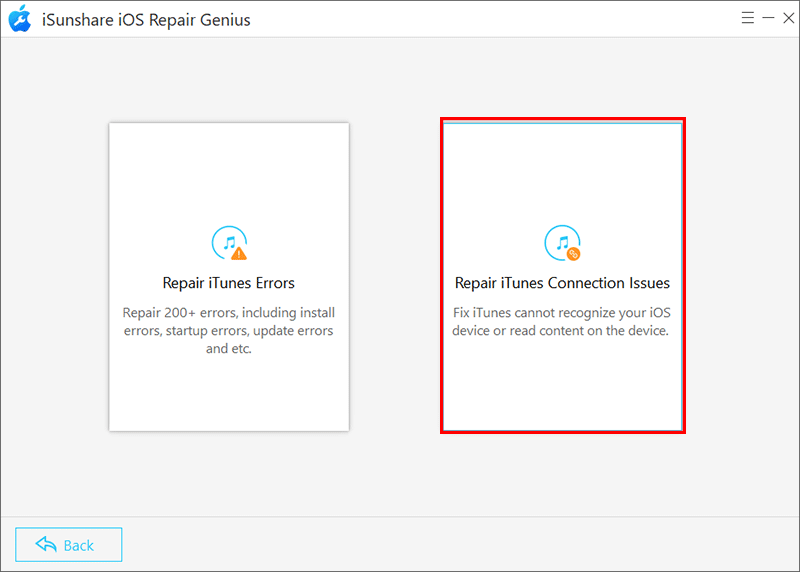 click repair iTunes connection issues