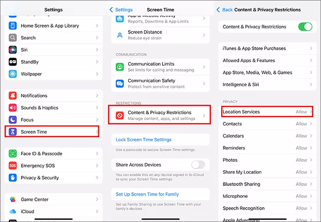 check screen time restrictions