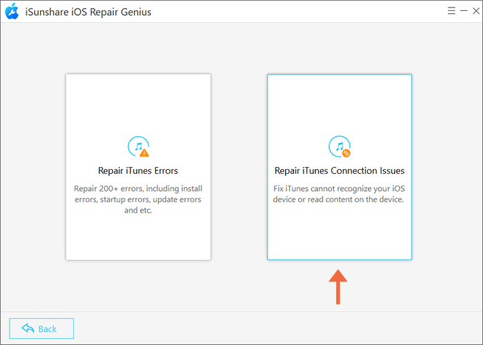 hit Repair iTunes Connection Issues