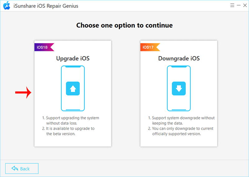 click Upgrade ios