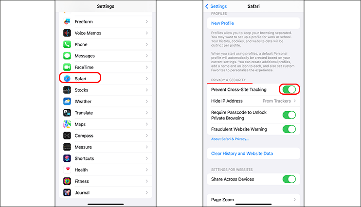 enable prevent cross site tracking