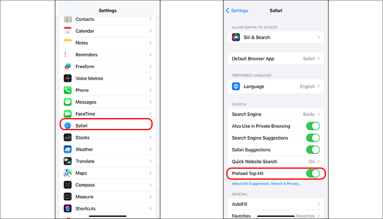 Preload Top Hit Settings on iPhone