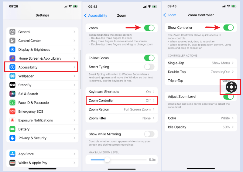 enable zoom control on iphone