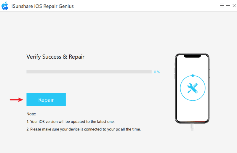 click repair button