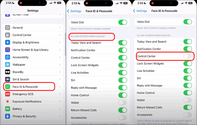 access allow access when locked settings