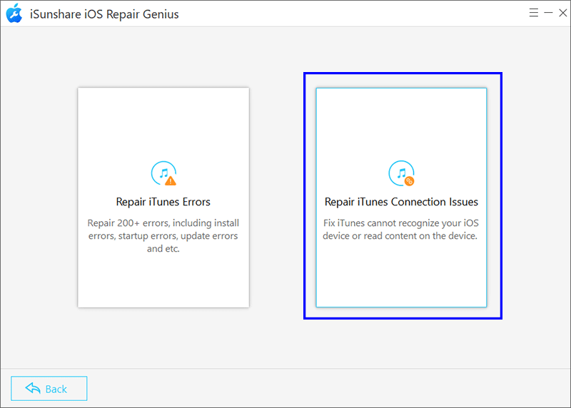 choose repair iTunes connection issues