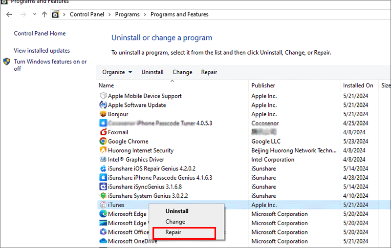 click Repair for iTunes