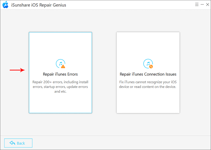 select Repair iTunes Errors