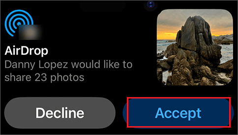 accept airdrop to transfer files