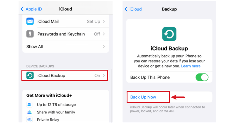 backup old iphone with icloud