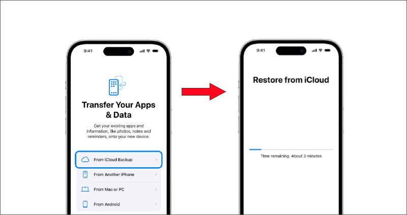 transfer data from old iphone to new with icloud