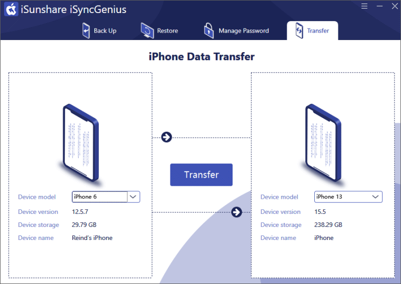 select and confirm iphone device