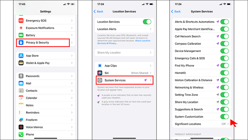 access system services on iPhone