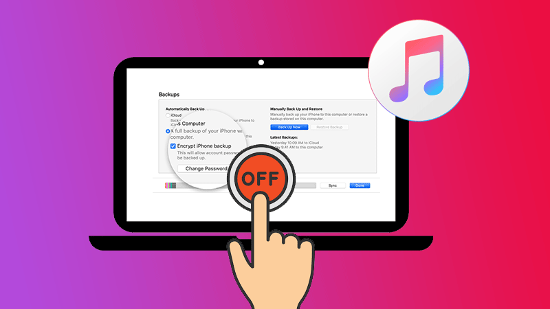 how to turn off iTunes backup encryption