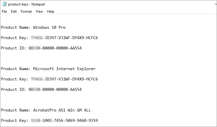 product key text file